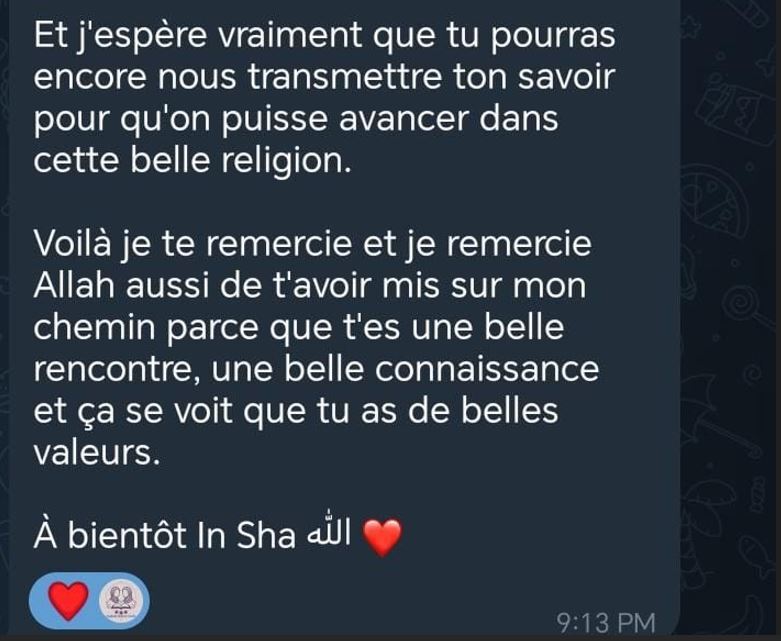 Témoignage d'une élève : douceur, patience, meilleure mou3alima